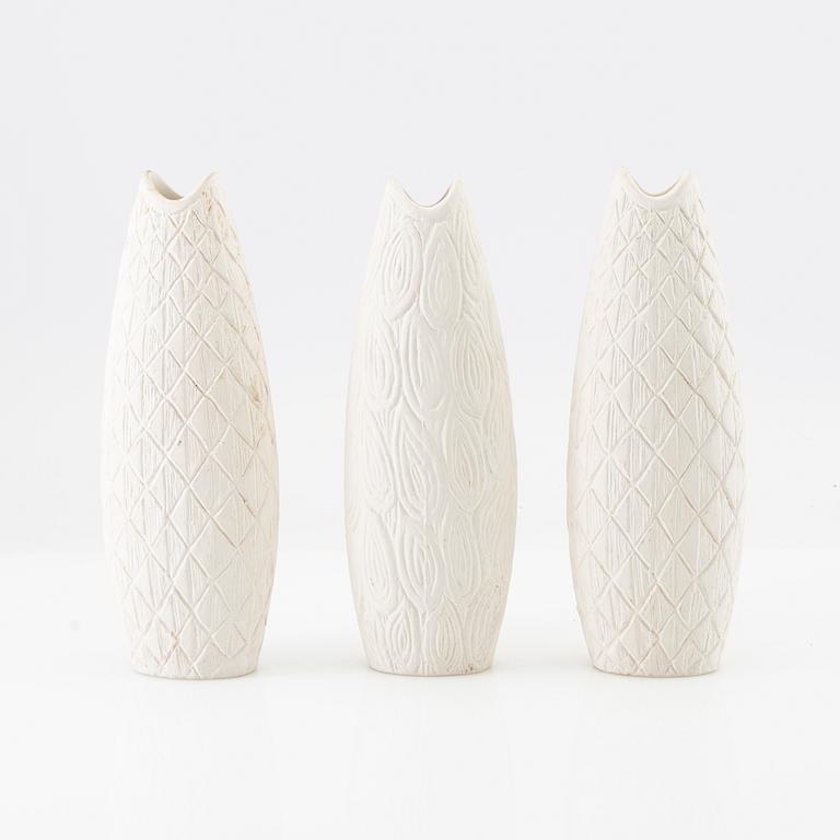 Gunnar Nylund, vases 3 pcs. Likely Nymölle 1950s/60s. Denmark.