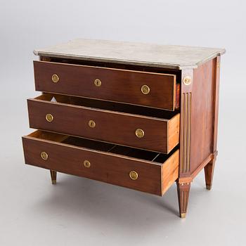 A CHEST OF DRAWERS, by Carl Lindborg, Gustavian, Late 18th Century, signed with the carpenters guildmark.