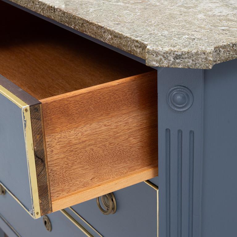 A Gustavian style chest of drawers, mid 20th Century.