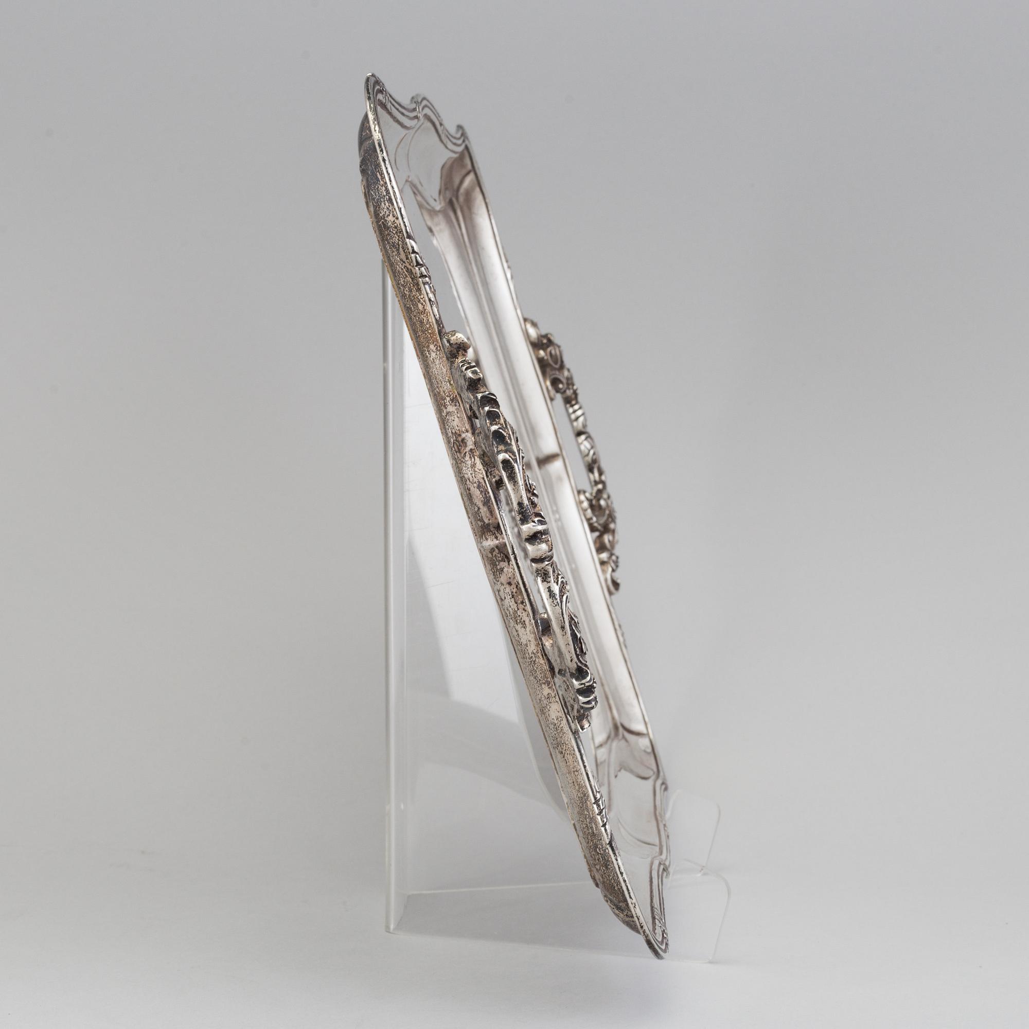 A Russian silver tray, marked Nichols & Plinke, St. Petersburg 1838.