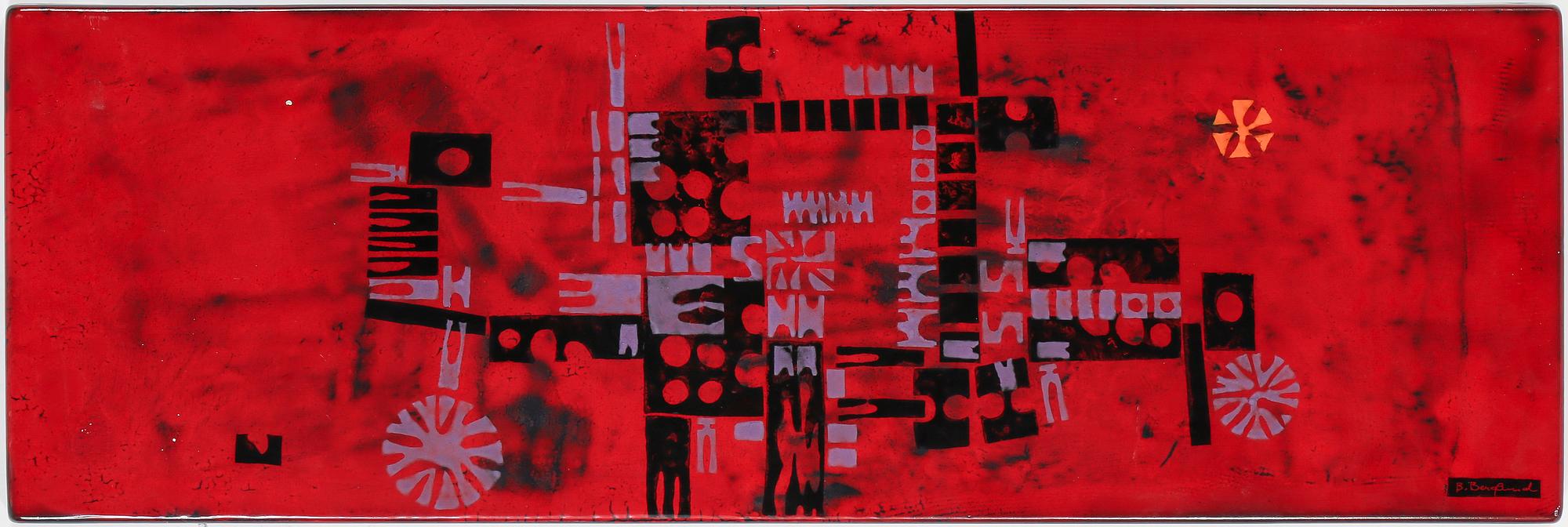 VÄGGPLAKETT, emalj på plåt. Bengt Berglund, Gustavsberg 1964.