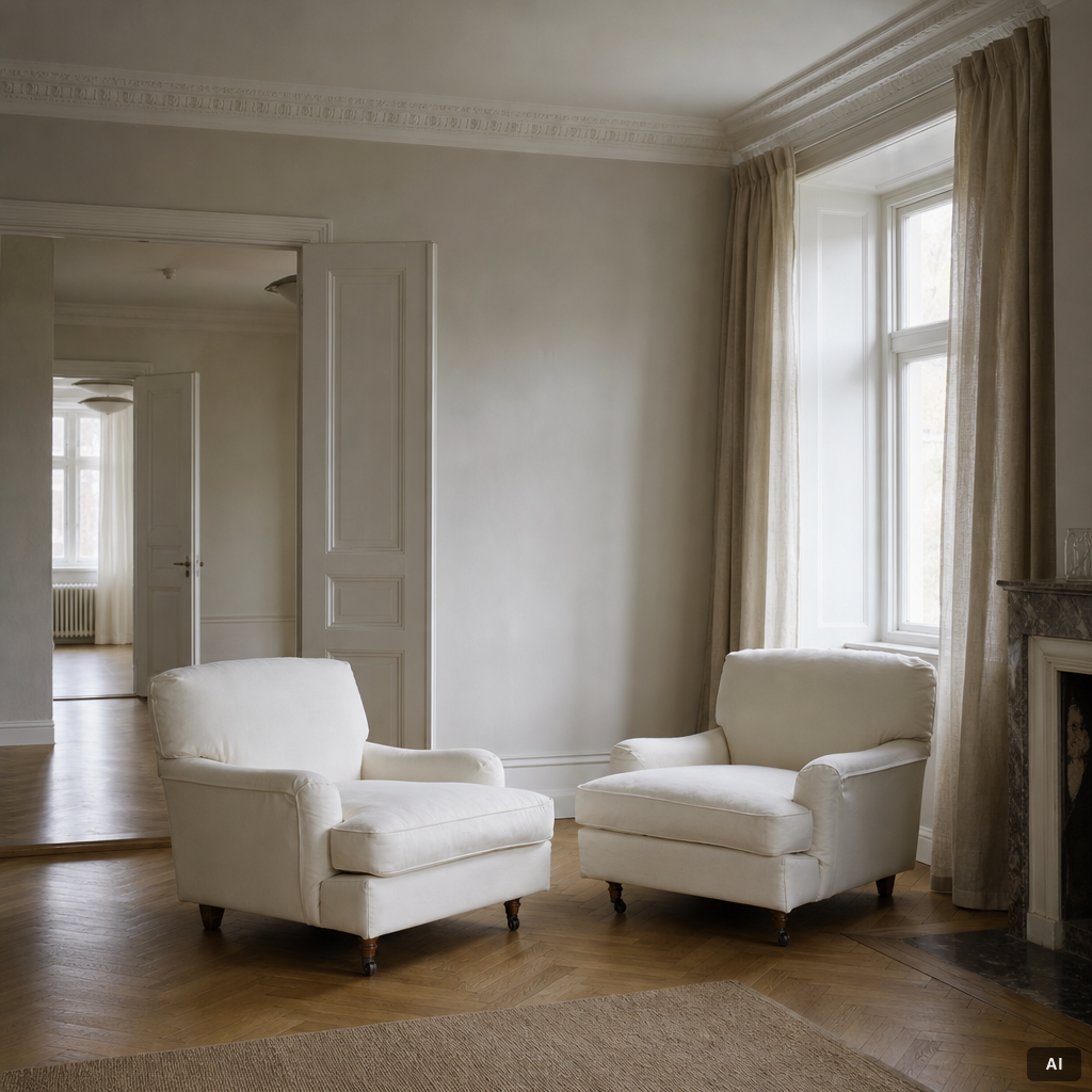 Vico Magistretti, a pair of 'Raffles' armchairs, De Padova, Italy, 21st century.