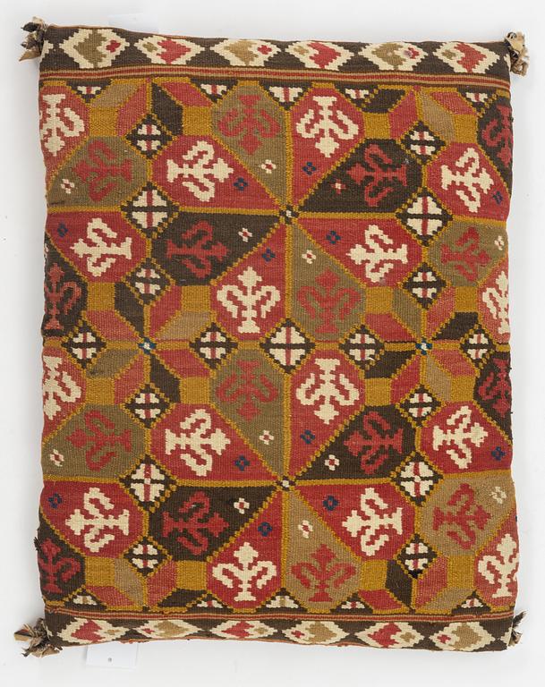 A 19th century carriage cushion, flat weave, ca Herrestad district, Scania.