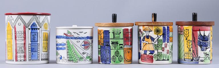 LOCKBURKAR, 5 st, bl a "Vår lilla stad", Anita Nylund för JIE Gantofta,