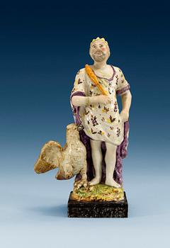 1216. A creamware figure of Jupiter, presumably England, 18th Century.