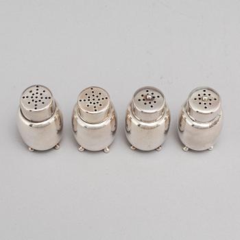 Mogens Bjørn-Andersen, salt och pepparkar, 4 st, silver, Bornholm.