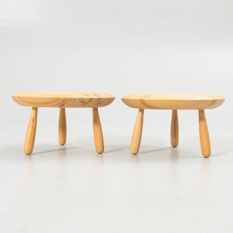 Christian Halleröd, stools/side tables, a pair, “Karljohan”, from the PS series, Ikea.