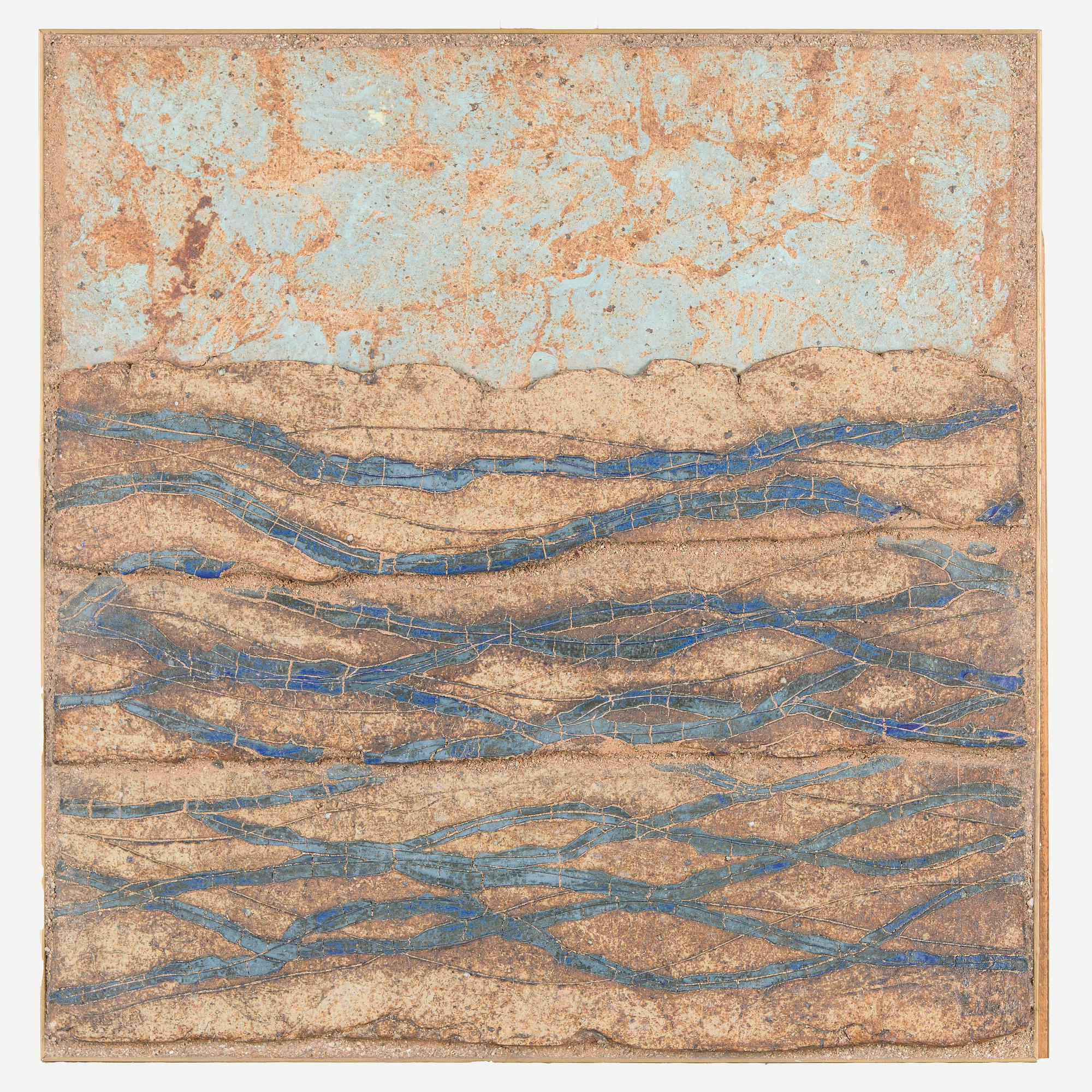 Francesca Mascitti-Lindh, a stoneware relief  "Onda", signed F. Lindh.