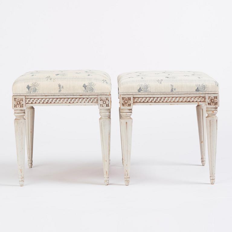 A pair of Gustavian stools by J. Lindgren (master in Stockholm 1770-1800).