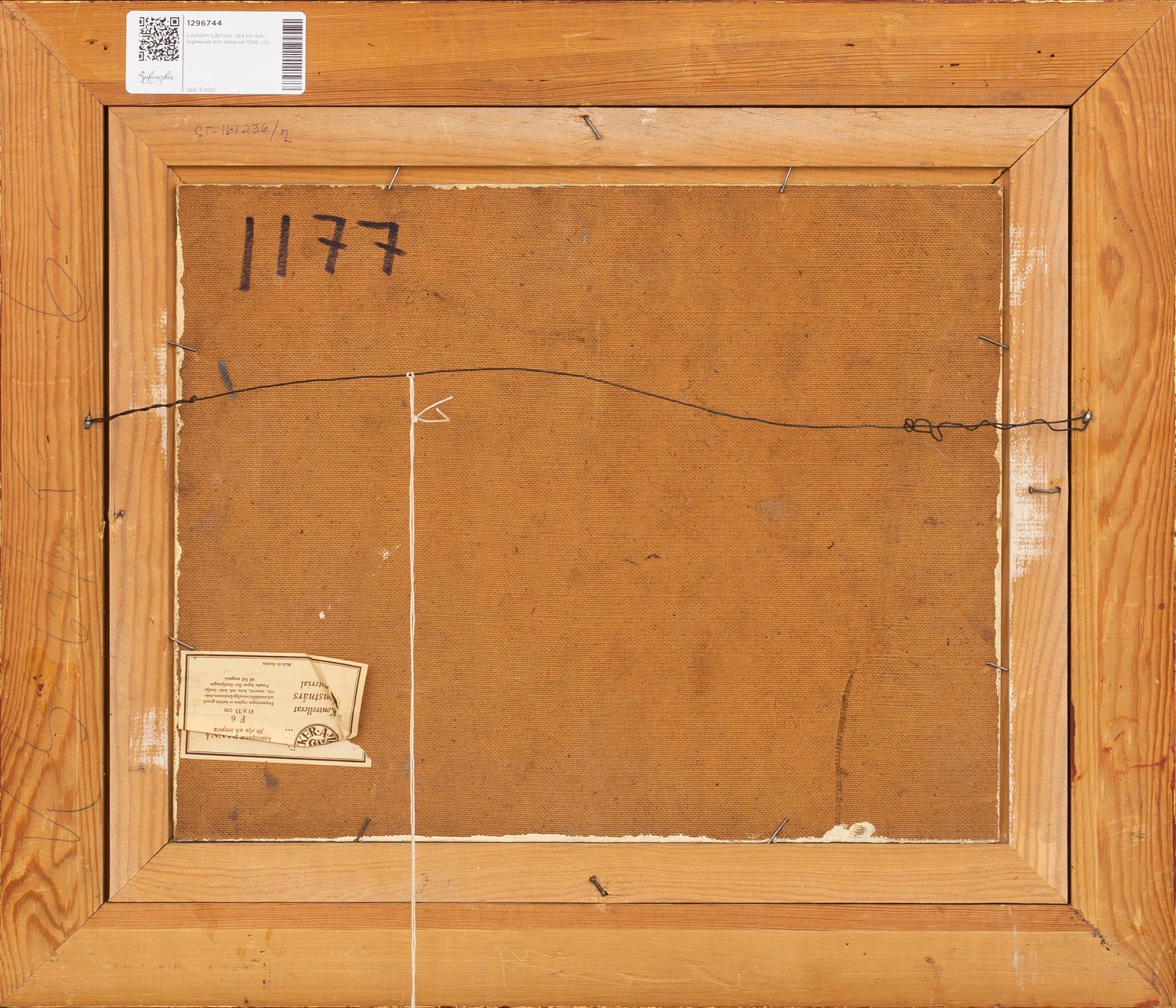 Lindorm Liljefors, oil on canvas. Signed and dated 1958.