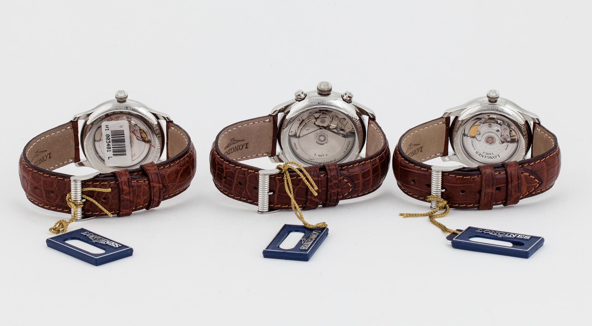 LONGINES, Set of 3 Watches, Limited edition No. 920/1000, 1997.