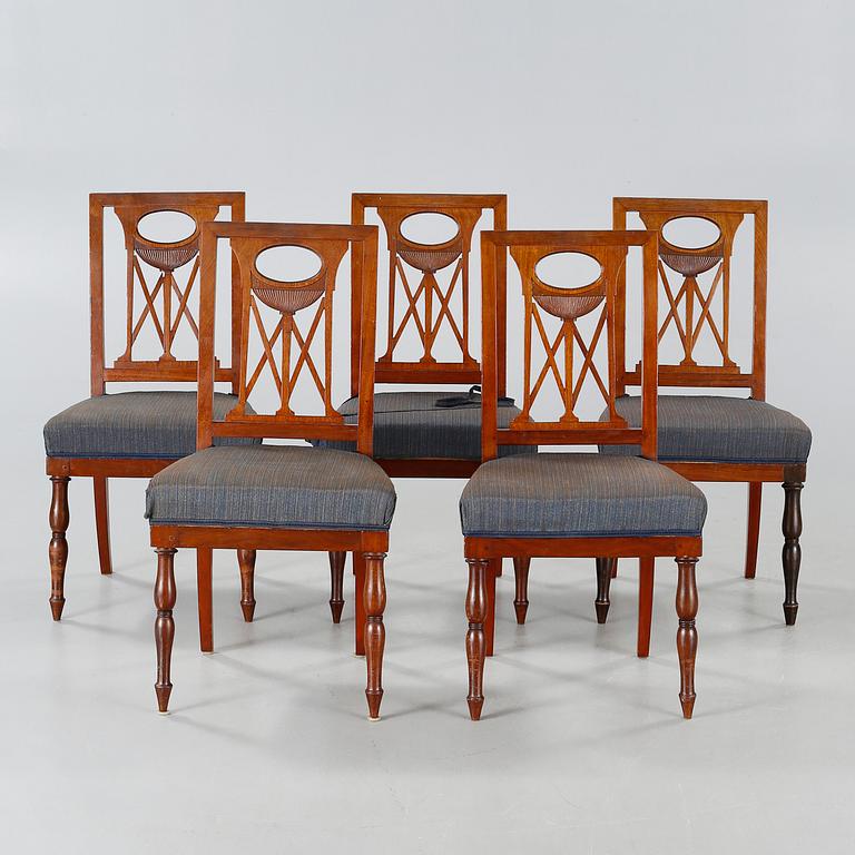 Five 19th century chairs marked "Cressent".