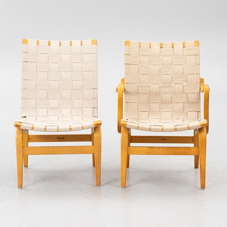 Bruno Mathsson, a matched pair of 'Eva' easy chairs, Firma Karl Mathsson, Värnamo, 1961.
