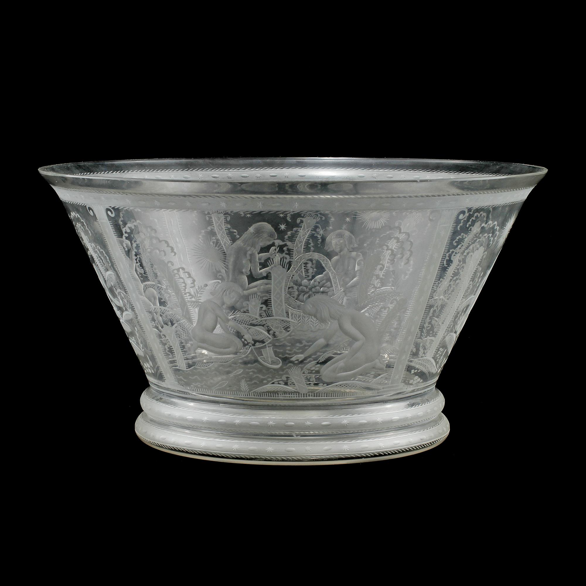 EDWARD HALD, skål, glas, Orrefors, signerad och daterad 1926.