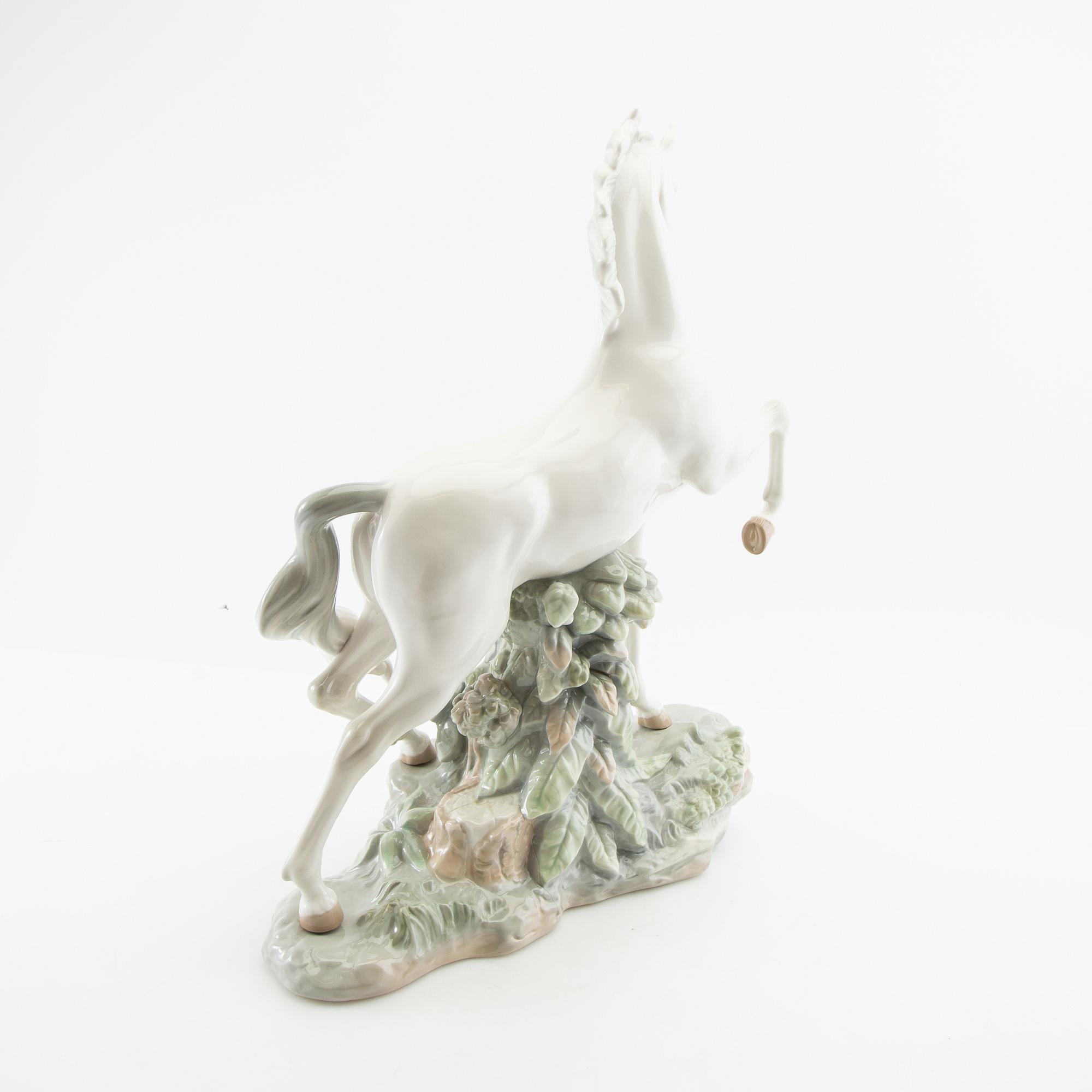 Figure of a rearing horse Lladro Spain porcelain.