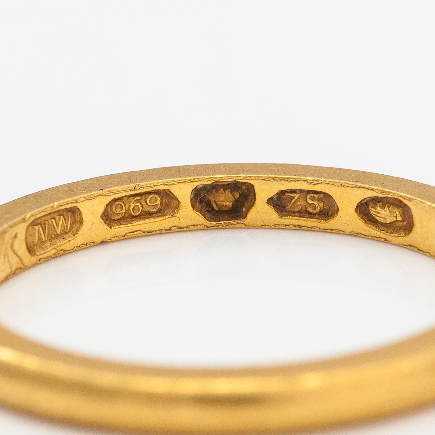 Sormuksia, 2 kpl, 969-kultaa. Westrback, Helsinki 1928 ja 1929.