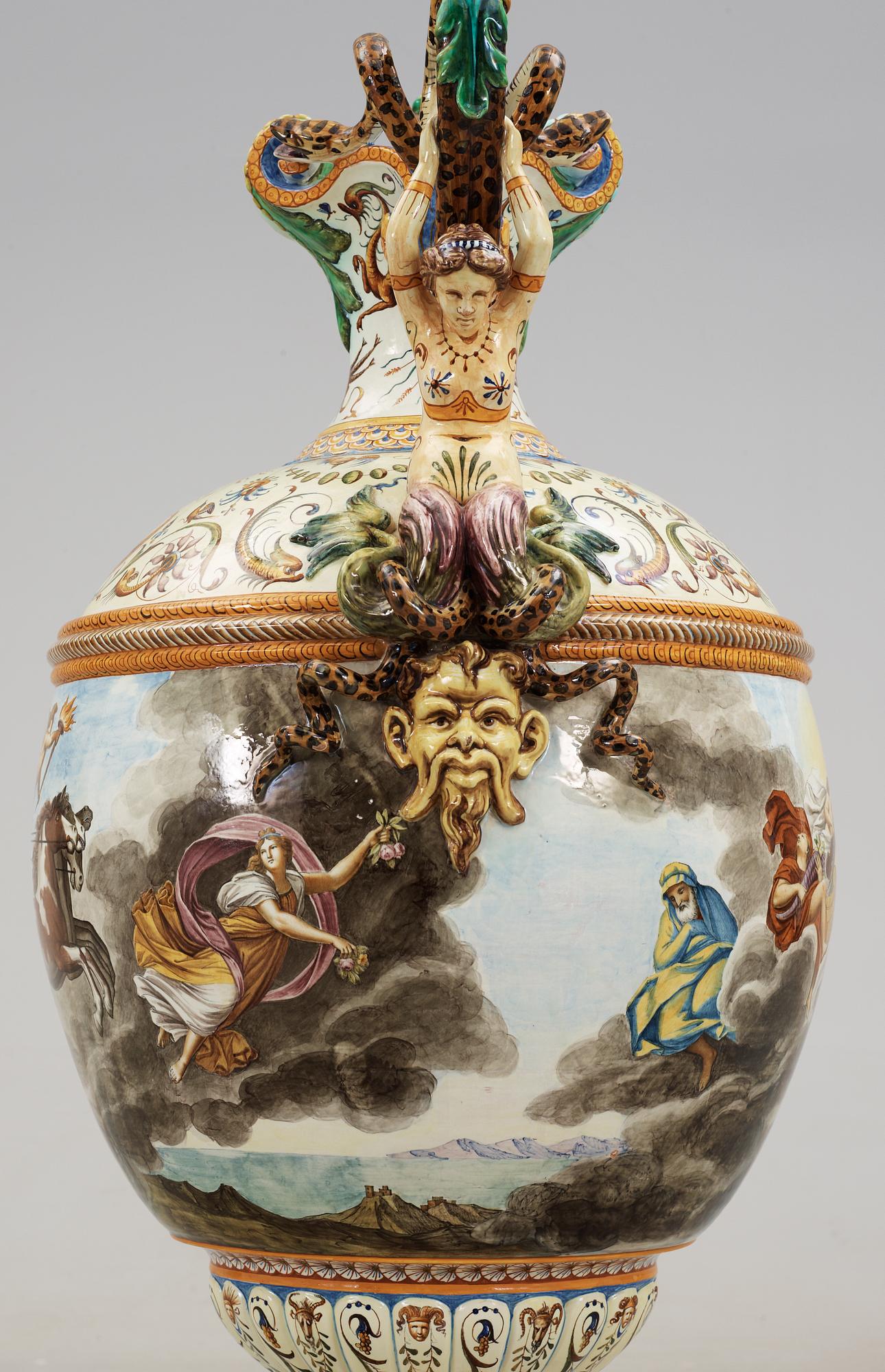 A large majolica 'Historismus' vase, late 19th Century.