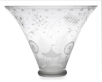 An Edward Hald glass bowl 'Fyrverkeriskålen', Orrefors 1958.