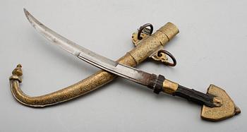 KNIV med slida, mässing, orientalisk, 1800-/1900-tal.