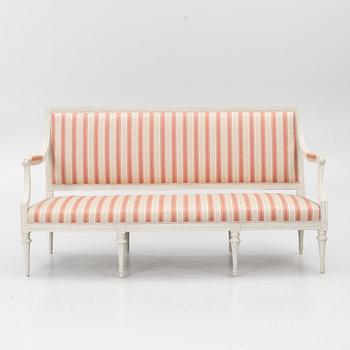 A Gustavian sofa, late 18th century.