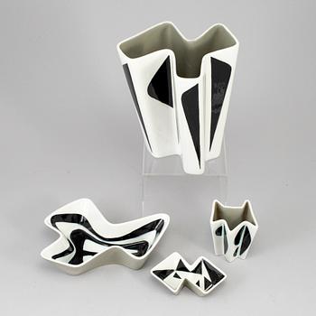 CARL-HARRY STÅKHANE, Four 'Konstrakta SNT' vases and bowls, signed, Rörstrand, designed 1953.