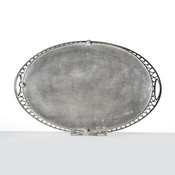 A silver plated tray, mark of company A.G. Dufva, Stockholm, Sweden 20th century.
