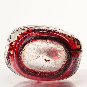 Emile Gallé, an asymmetrical Art Nouveau fire polished cameo glass vase, Nancy, France.