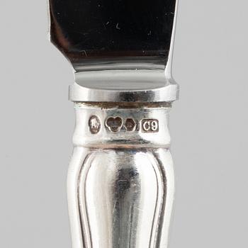 Bestick, 45 delar, silver, "Chippendale", CG Halleberg Stockholm 1940/50-tal.