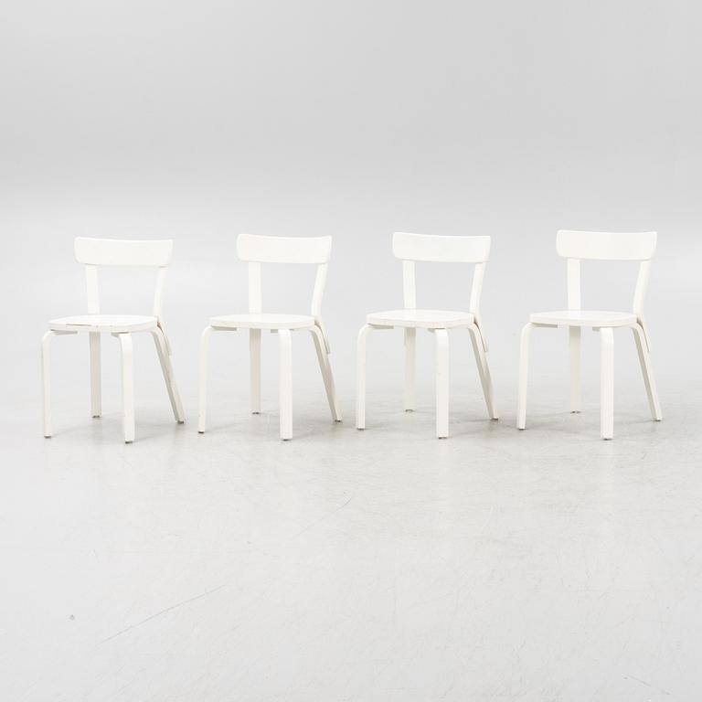 Alvar Aalto, a set of four model 69 chairs for Artek, Finland.