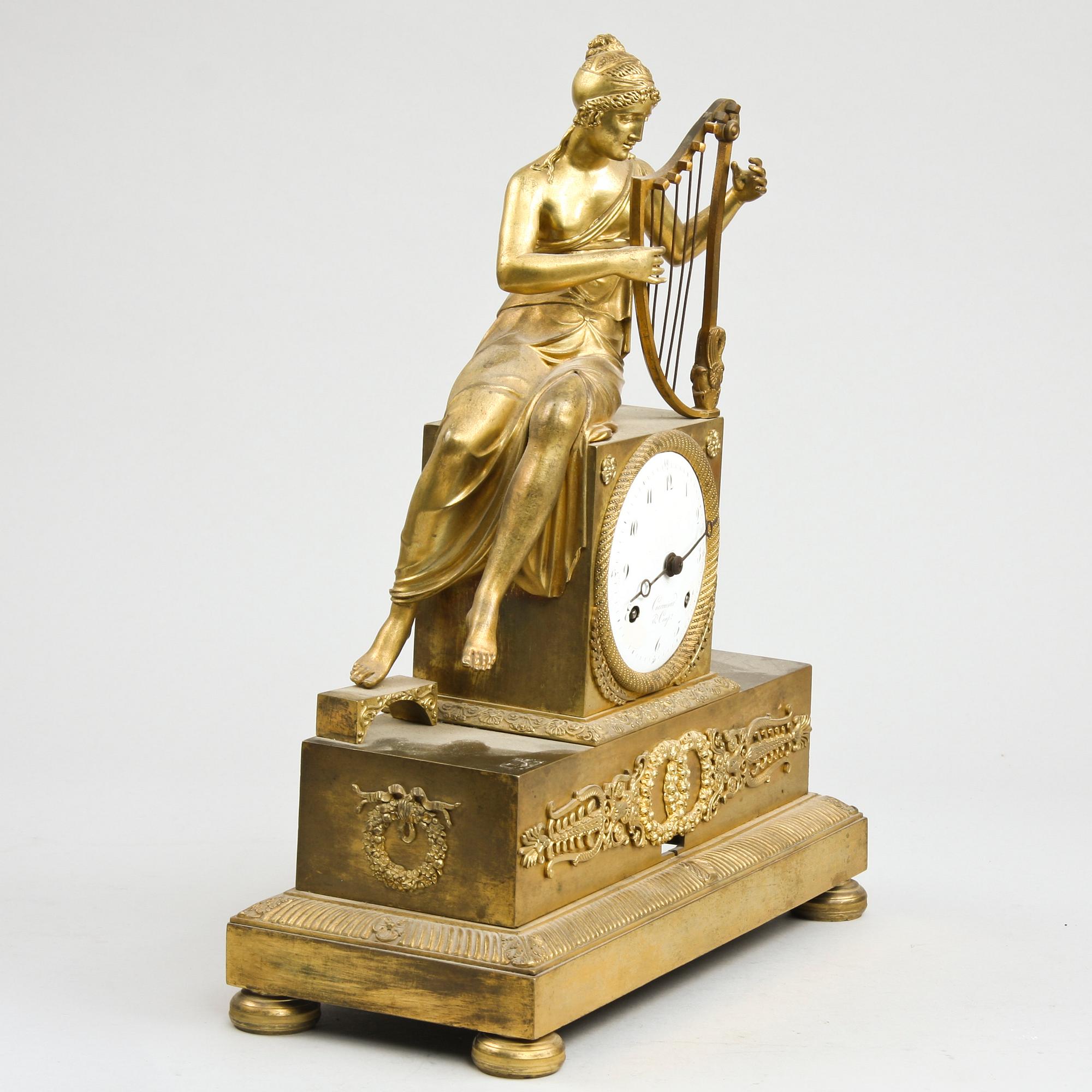 BORDSPENDYL, förgylld brons, Frankrike, 1800-tal.