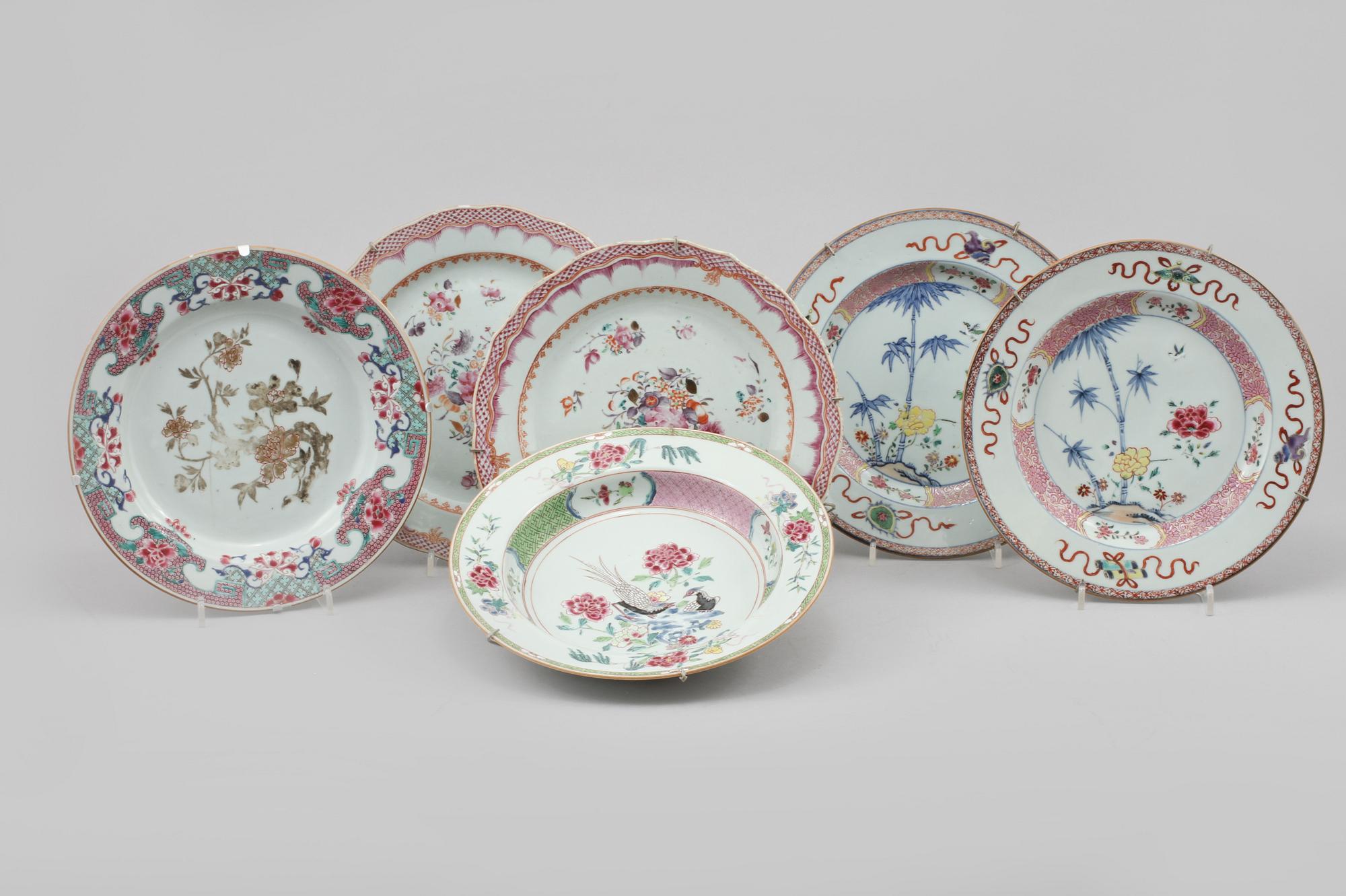TALLRIKAR, 6 st, porslin, Kina, 1700-tal.