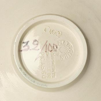 Pablo Picasso, a "Femme échevelée" (A.R. 509) faience dish, Madoura, Vallauris, France, post 1963.