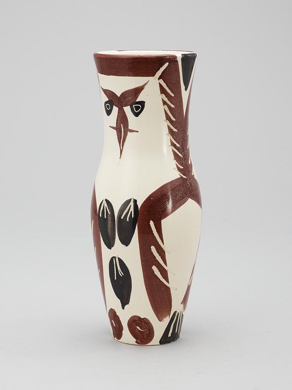 A Pablo Picasso 'Chouetton' faience vase, Madoura, Vallauris, France 1952.