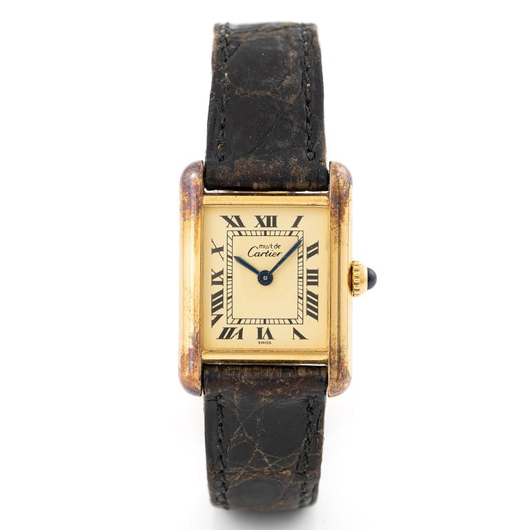 must de CARTIER, Tank, wristwatch, 20,5 x 20 (28) mm.