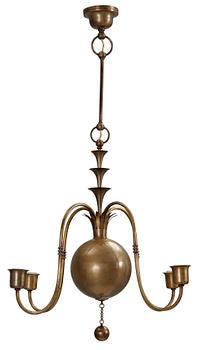 An Elis Bergh patinated brass ceiling lamp, C.G Hallberg 1920's.