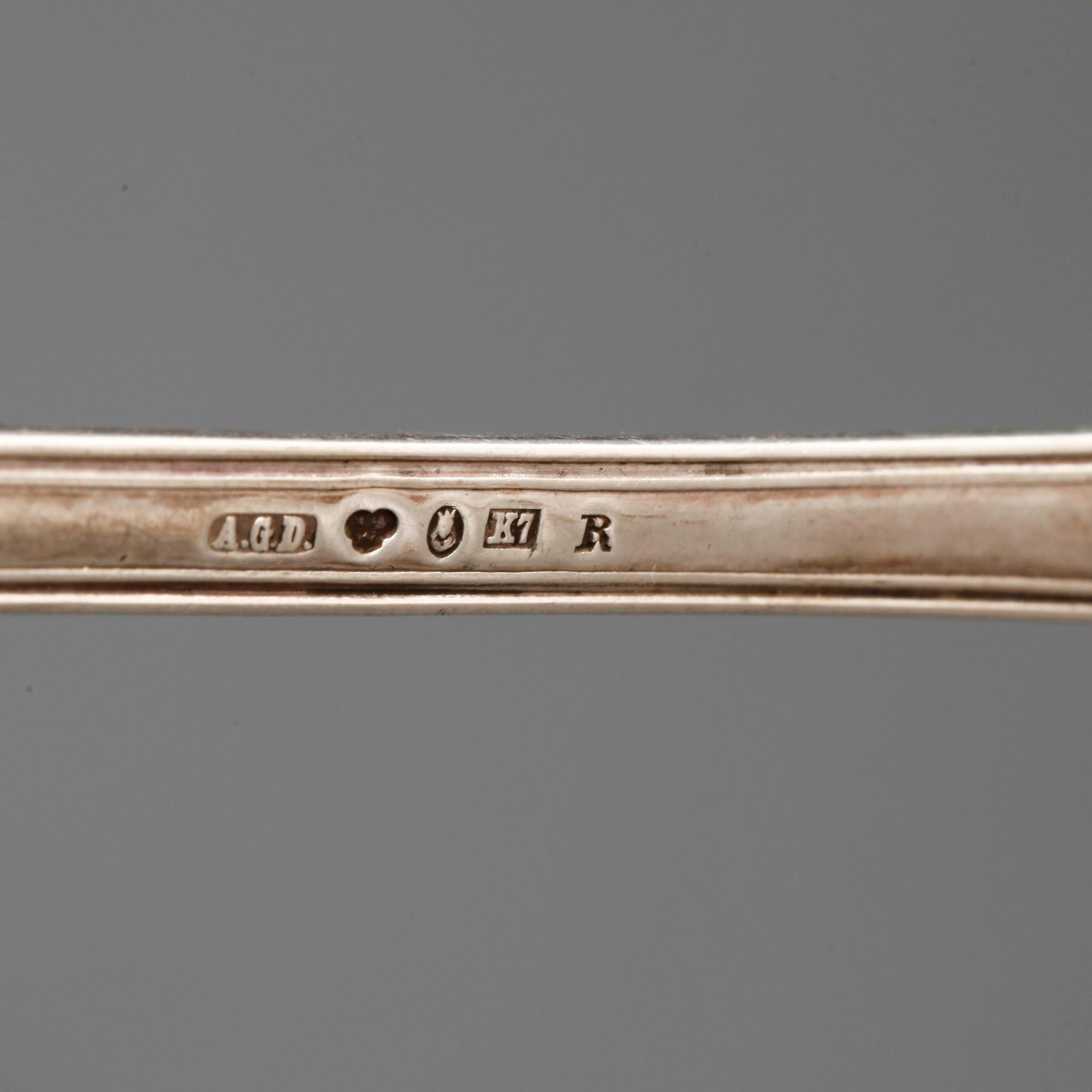 PARTI SILVER, 21 delar, bl. a GAB, 1928. Tot vikt 500 gram.