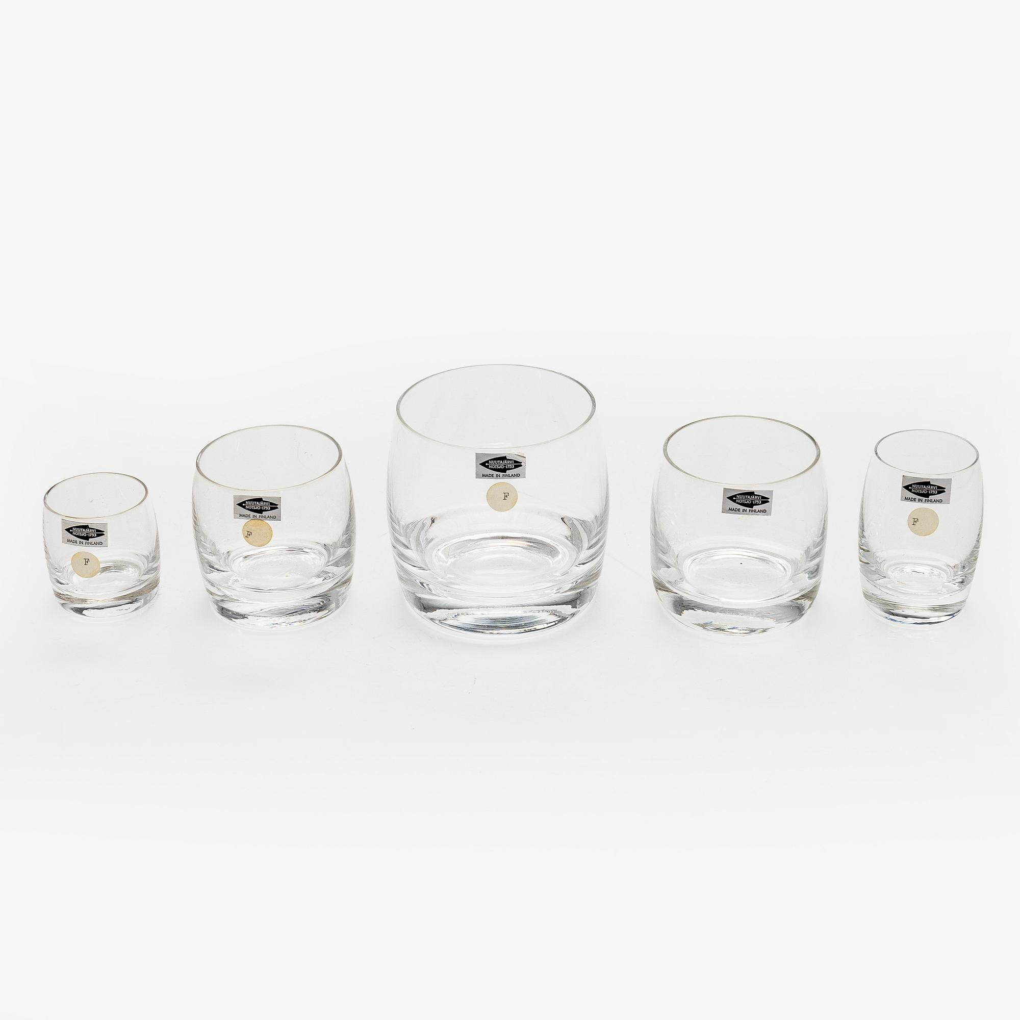 Oiva Toikka, a 59-piece "Tynnyri 2763" glass service, Nuutajärvi. In production 1964-1971.