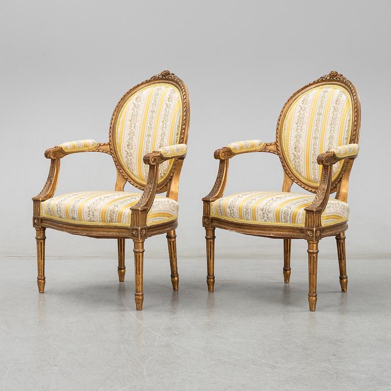 A set of Louis XVI style lounge furniture from Nordiska Kompaniet. First half of the 20th Century.