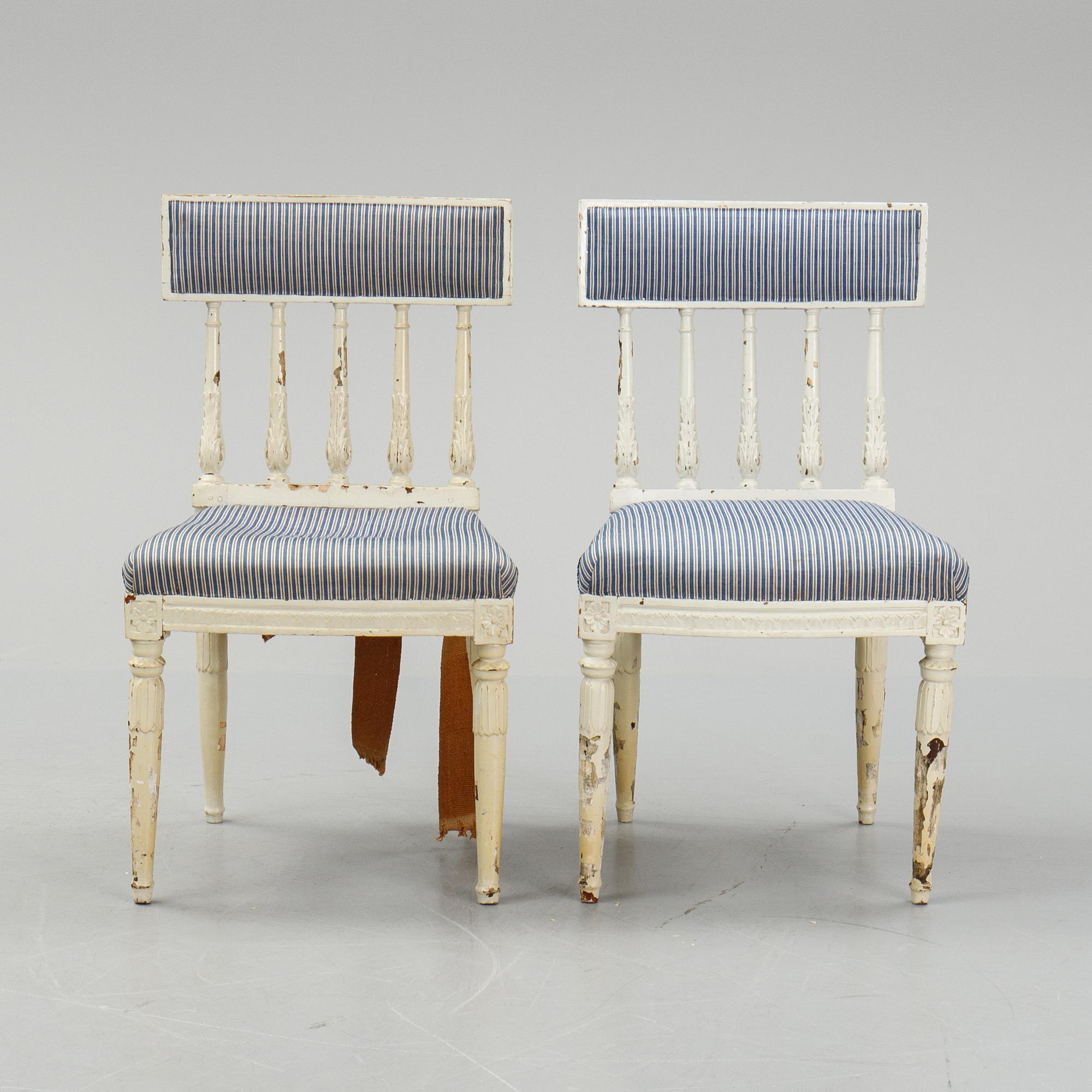 Stolar, 4 stycken (2+2), sengustavianska, tidigt 1800-tal.