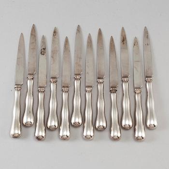 Ost-/fruktknivar 12 st, silver, Adolf Landoff & Son, Göteborg 1953.