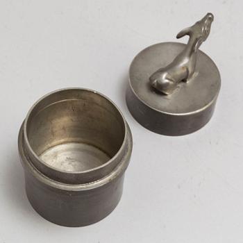 A pewter jar with lid from Firma Svenskt Tenn in 1931.