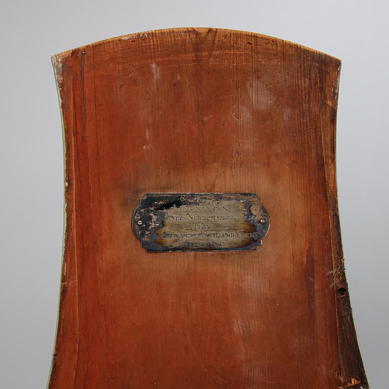 A Swedish painted Rococo longcase clock mid 1700's.