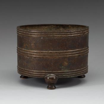 A large bronze tripod censer, Ming dynasty (1368-1644), with Xuande six character mark.