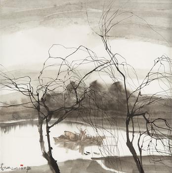 147. MÅLNING, av Lu Tianning (1959-) "Spring river" (chunjiang), signerad och daterad 2007-7-8.