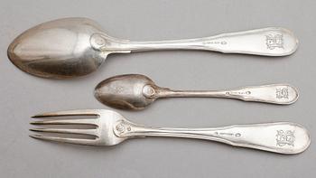 BESTICK, 33 delar, silver, K Christensen, Danmark, tidigt 1900-tal. Vikt ca 2106 g.