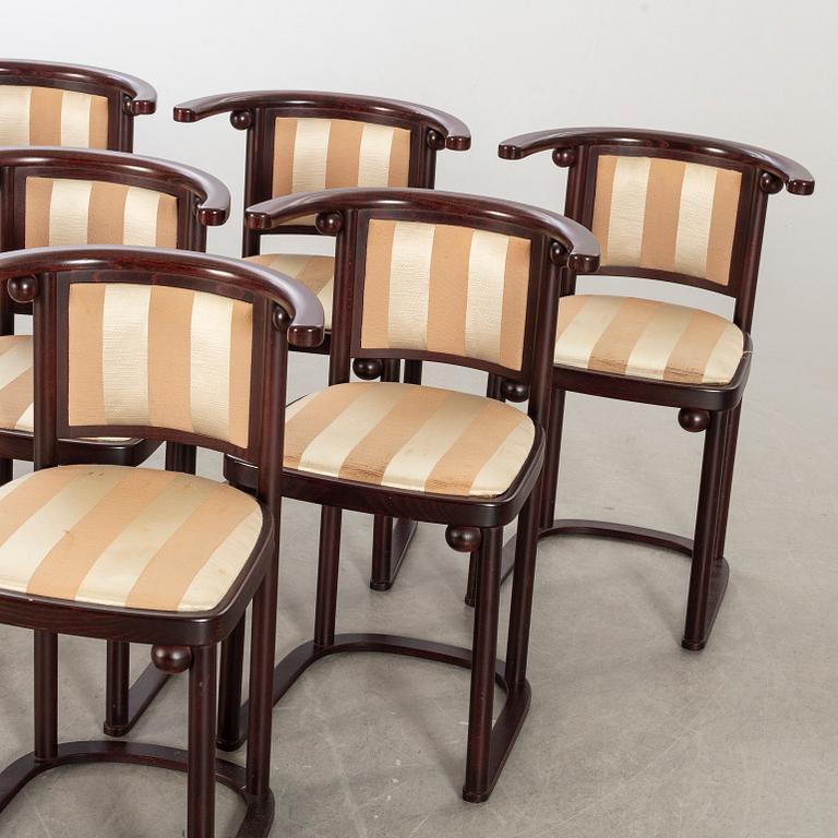 JOSEF HOFFMANN, a set of six "bat" chairs Wittmann Austria later part of the 20th century.