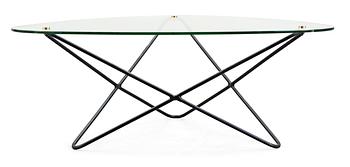 141. A Jacques Tournus glass and metal sofa table by Airborne.