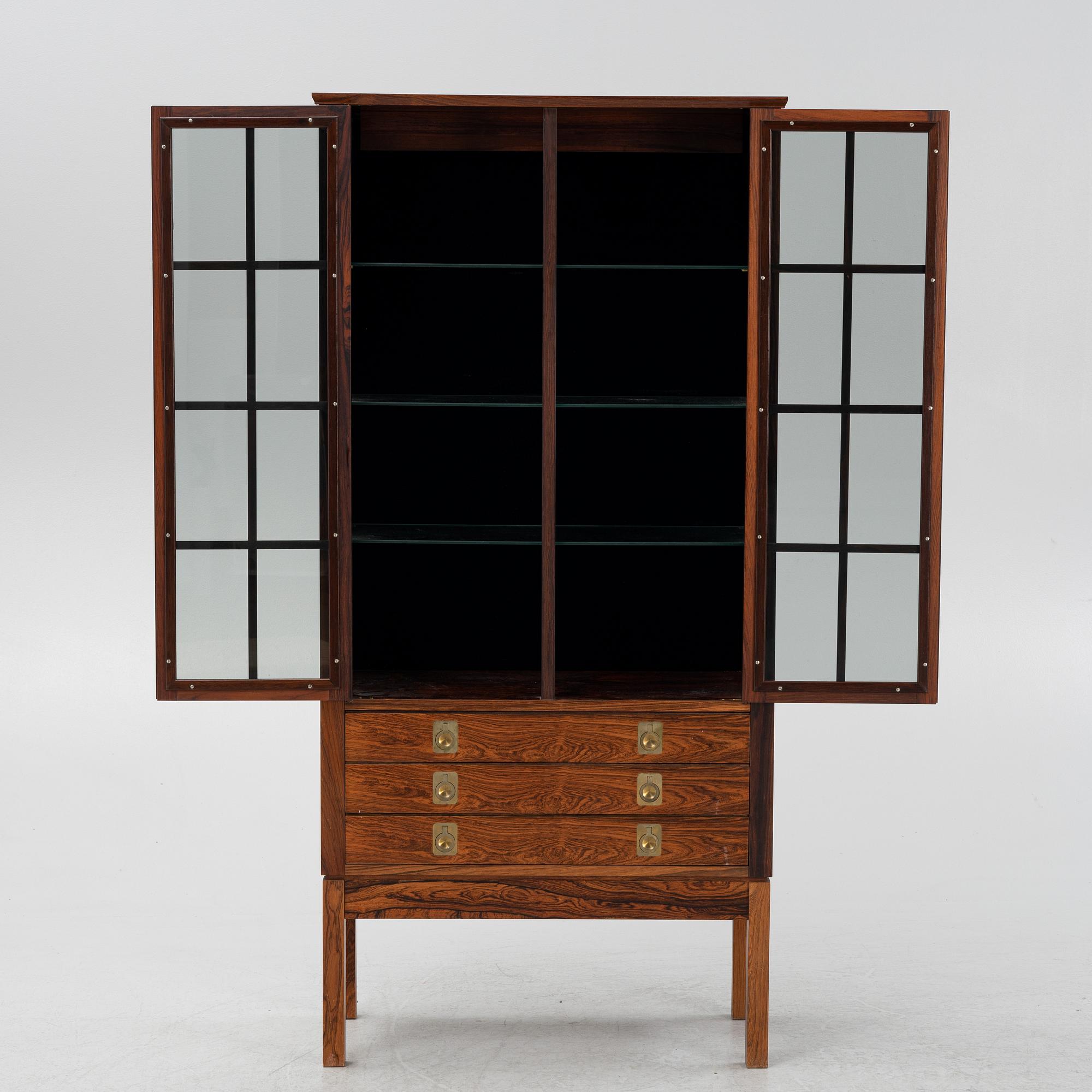 A rosewood-veneered display cabinet, Bruksbo, Norway, 1960's.