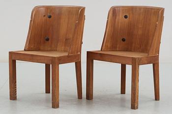 A set of four chairs and two armchairs by Axel Einar Hjorth, Nordiska Kompaniet, Stockholm 1930's.