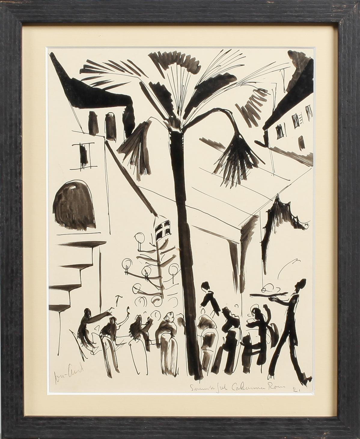 JOHN JON-AND, blandteknik, "Svensk jul Colonna Rom", signerad och daterad 1921.